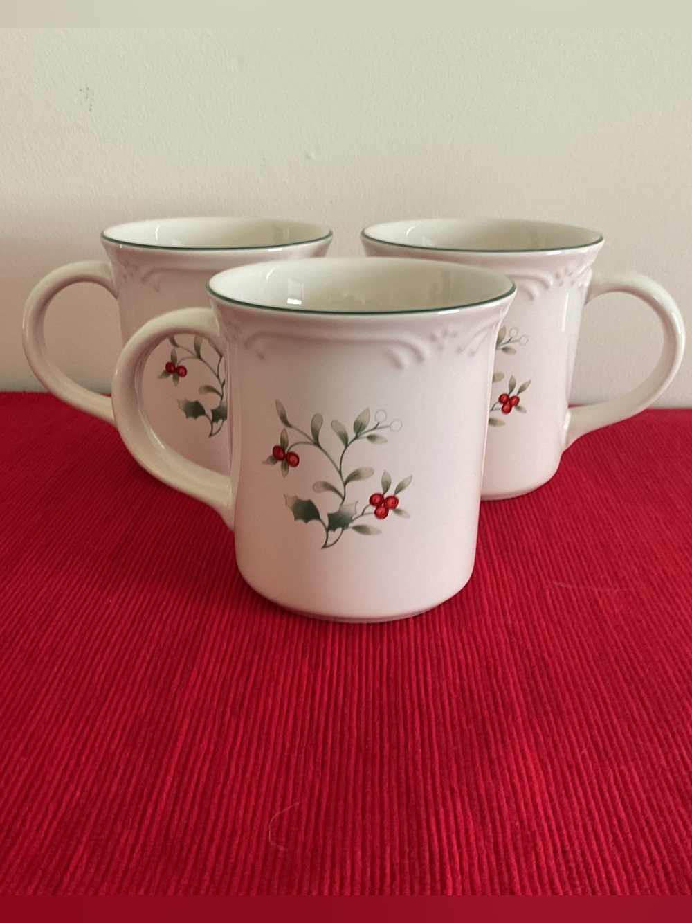 Pfaltzgraff Winter Berry Ceramic Mug 4” High - Set of 3